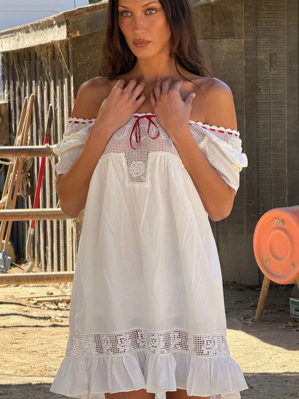 NWT Frankie’s bikinis x Bella Hadid western poplin mini dress